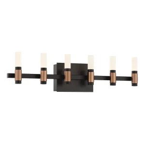 Albany 12 Lights 27 in. LED Vanity Light Black & Brass Finish