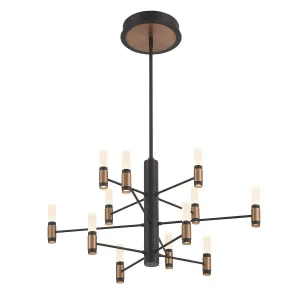 Albany 12 Lights 31 in. LED Chandelier Black & Brass Finish