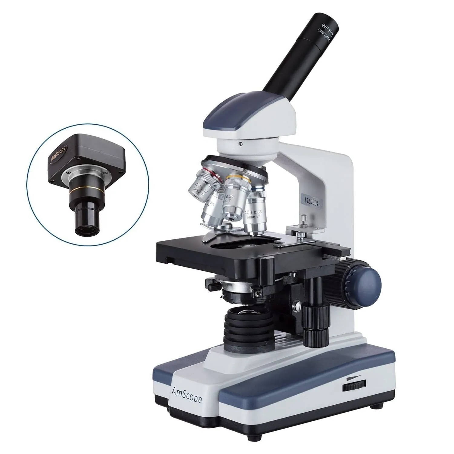 AmScope M620 Series Monocular LED Compound Microscope 40X-2500X Magnification With 1.3MP USB 2.0 C-mount Camera