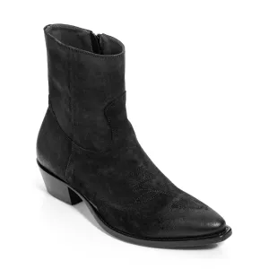 Atticus Black Suede Western Zip Boot