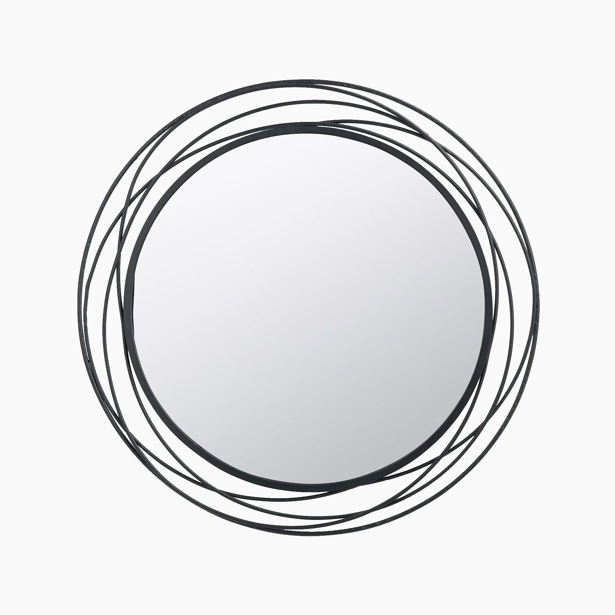 Black Metal Swirl Round Wall Mirror