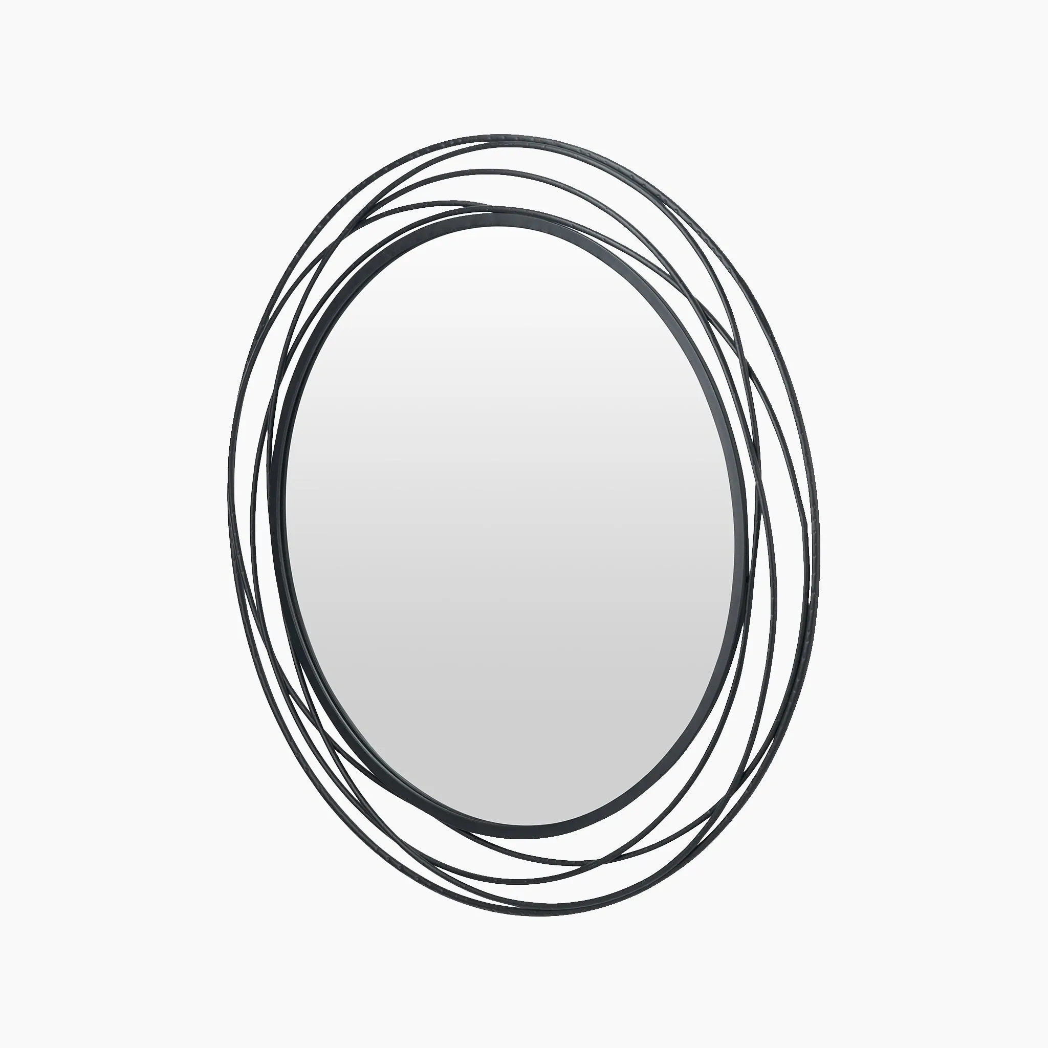 Black Metal Swirl Round Wall Mirror