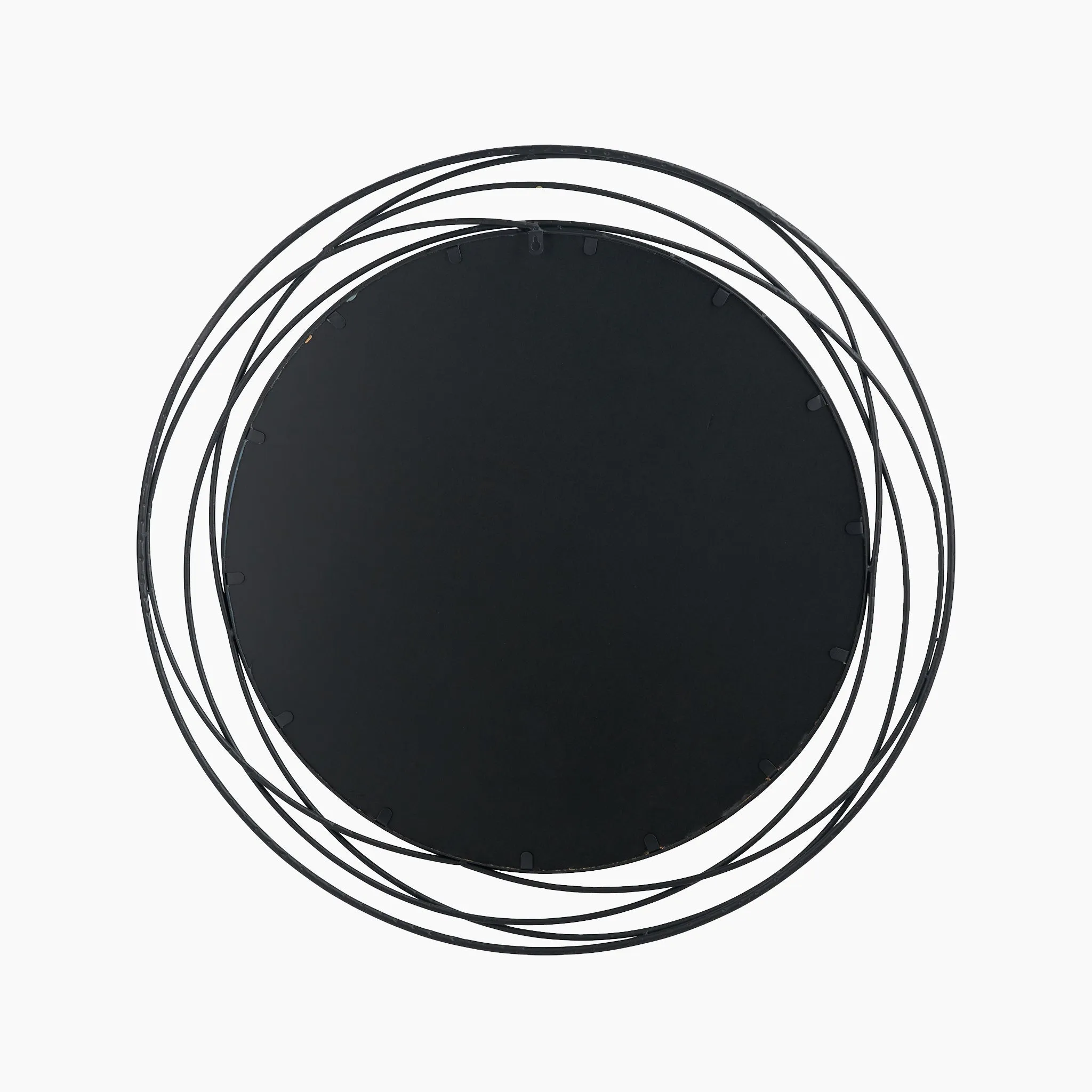 Black Metal Swirl Round Wall Mirror