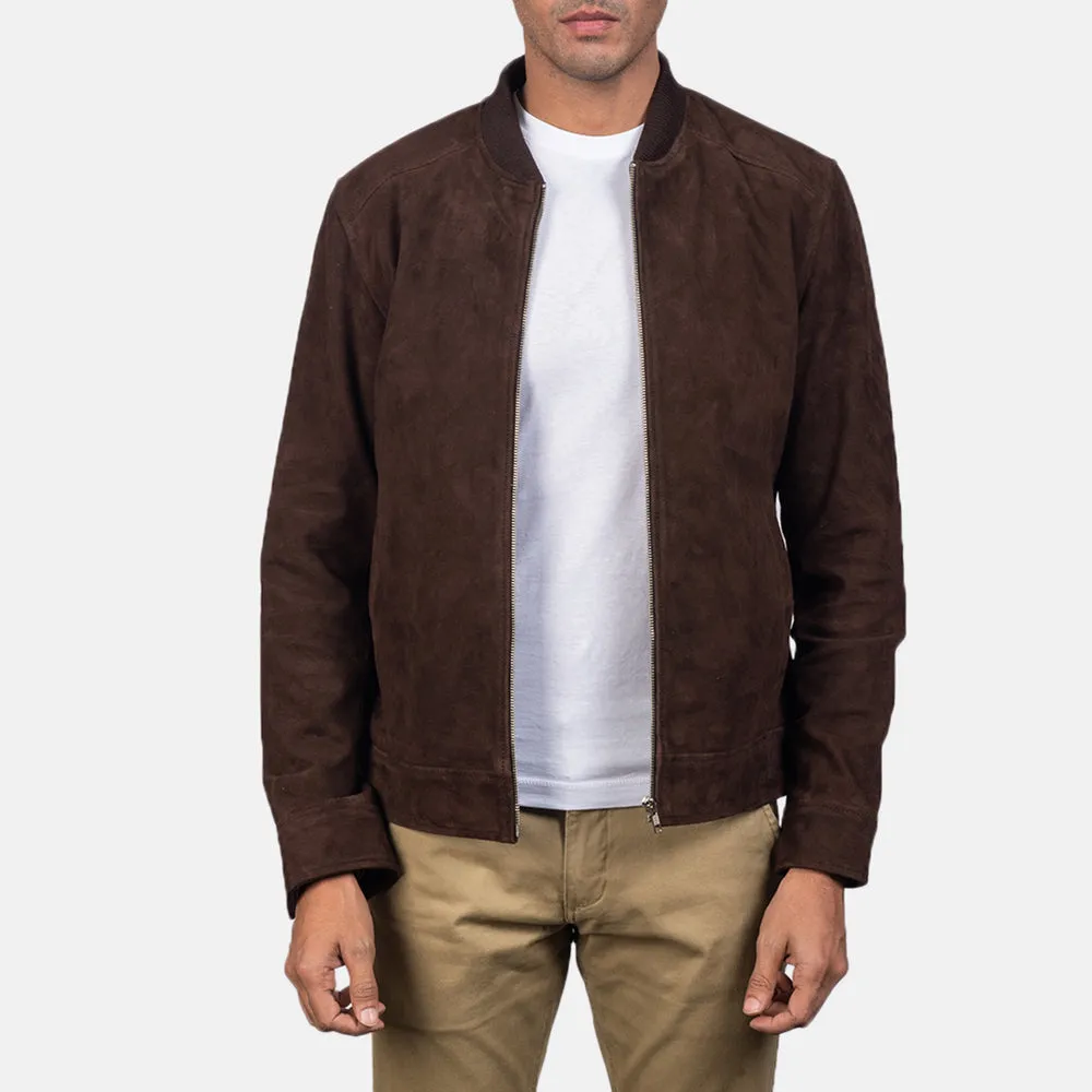 Blain Mocha Suede Bomber Jacket