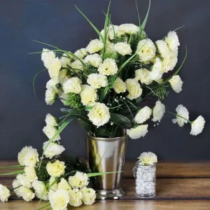 Carnation Assorted Bush Artificial Silk Flowers - Cream