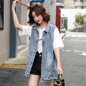 Chic Versatile Slimming Thigh-Length Denim Coat