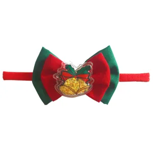 Christmas Applique Double Bow Newborn Headband- Red & Green