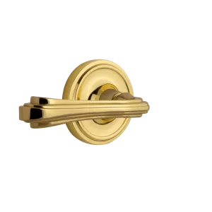 Classic Rosette with Fleur Lever in Unlacquered Brass