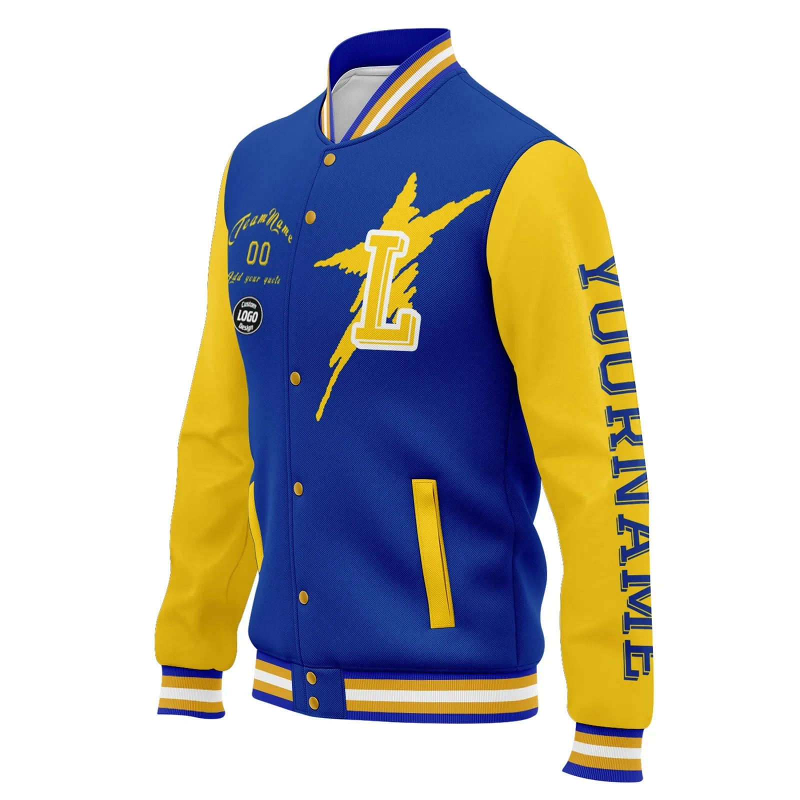 Custom Blue Yellow Los Angeles Jacket and Sports Shoes Combo Offer Personalized Combo ZH-D020294-15