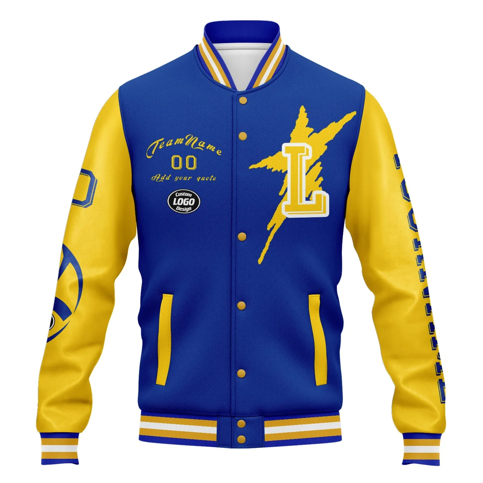 Custom Blue Yellow Los Angeles Jacket and Sports Shoes Combo Offer Personalized Combo ZH-D020294-15