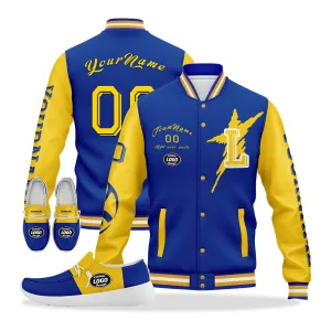 Custom Blue Yellow Los Angeles Jacket and Sports Shoes Combo Offer Personalized Combo ZH-D020294-15