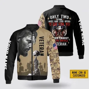 Custom Name Jesus Christ And The American Veteran Bomber Jacket