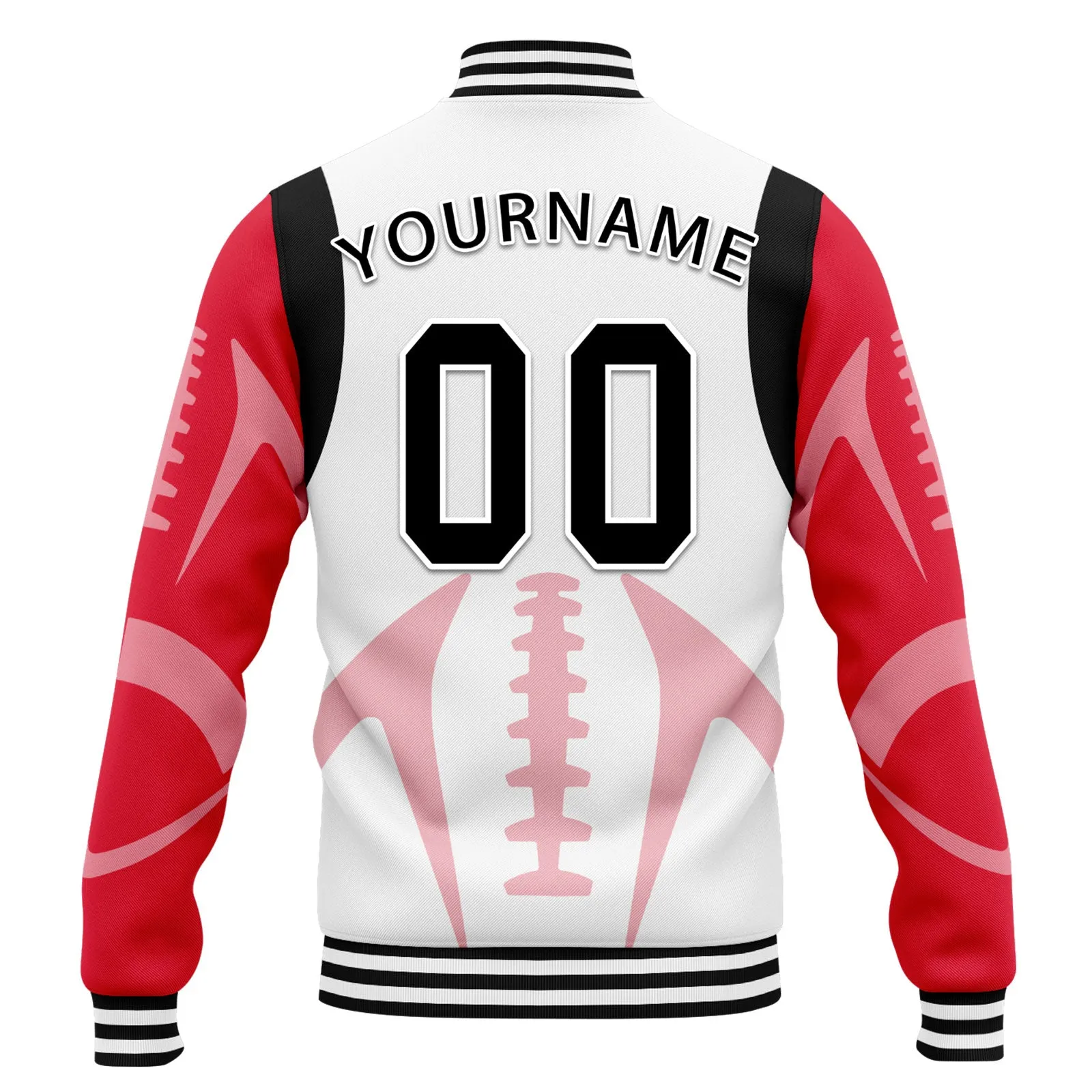 Custom White Red Kansas City Jacket Bomber Full-Snap Varsity Letterman Personalized Jacket FZ005-D025004-18