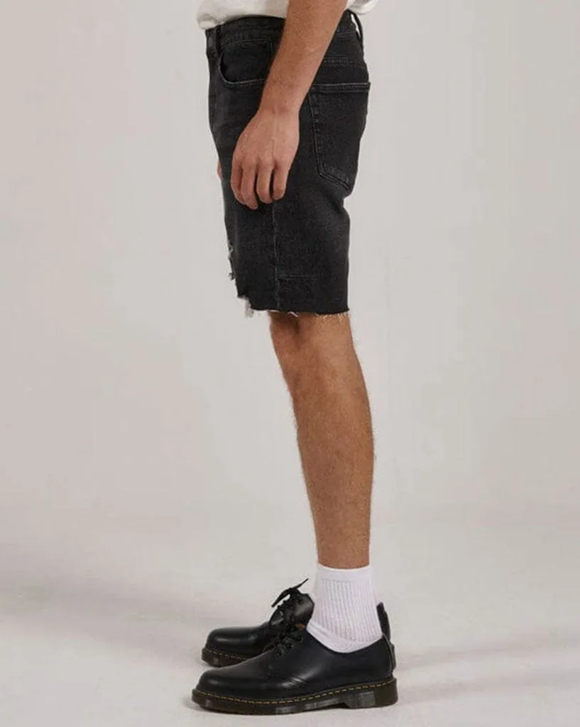 Destroyed Bones Denim Short - Smoked Black