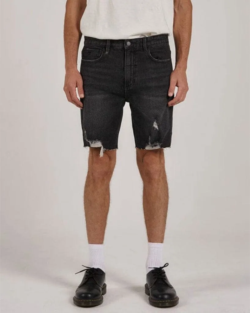 Destroyed Bones Denim Short - Smoked Black