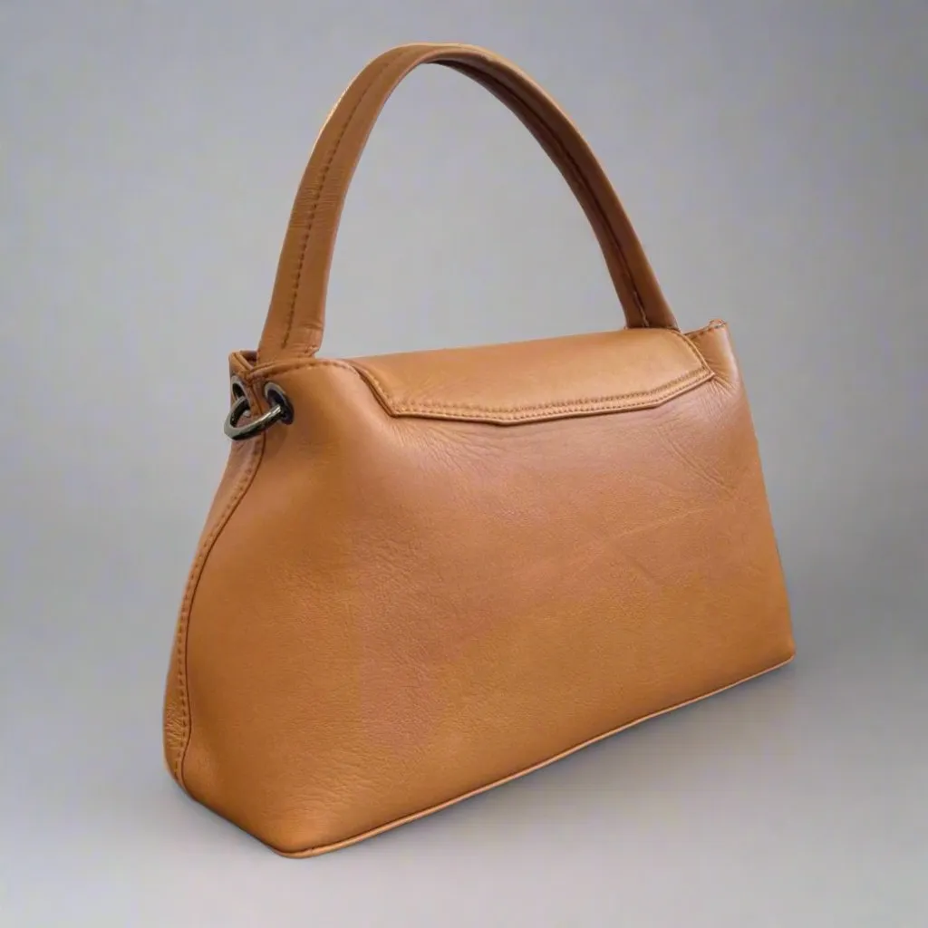 Elegant Sheep Leather Flap Handle Bag