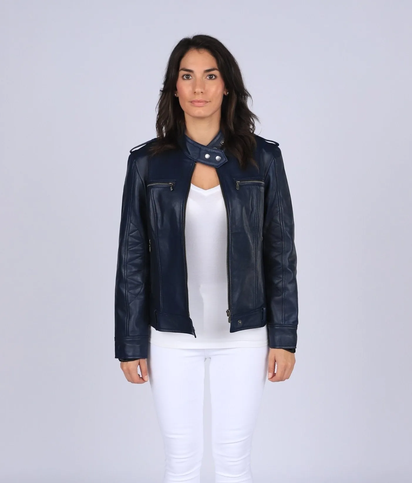 Faya Womens Leather Jacket Midnight - Discounted!