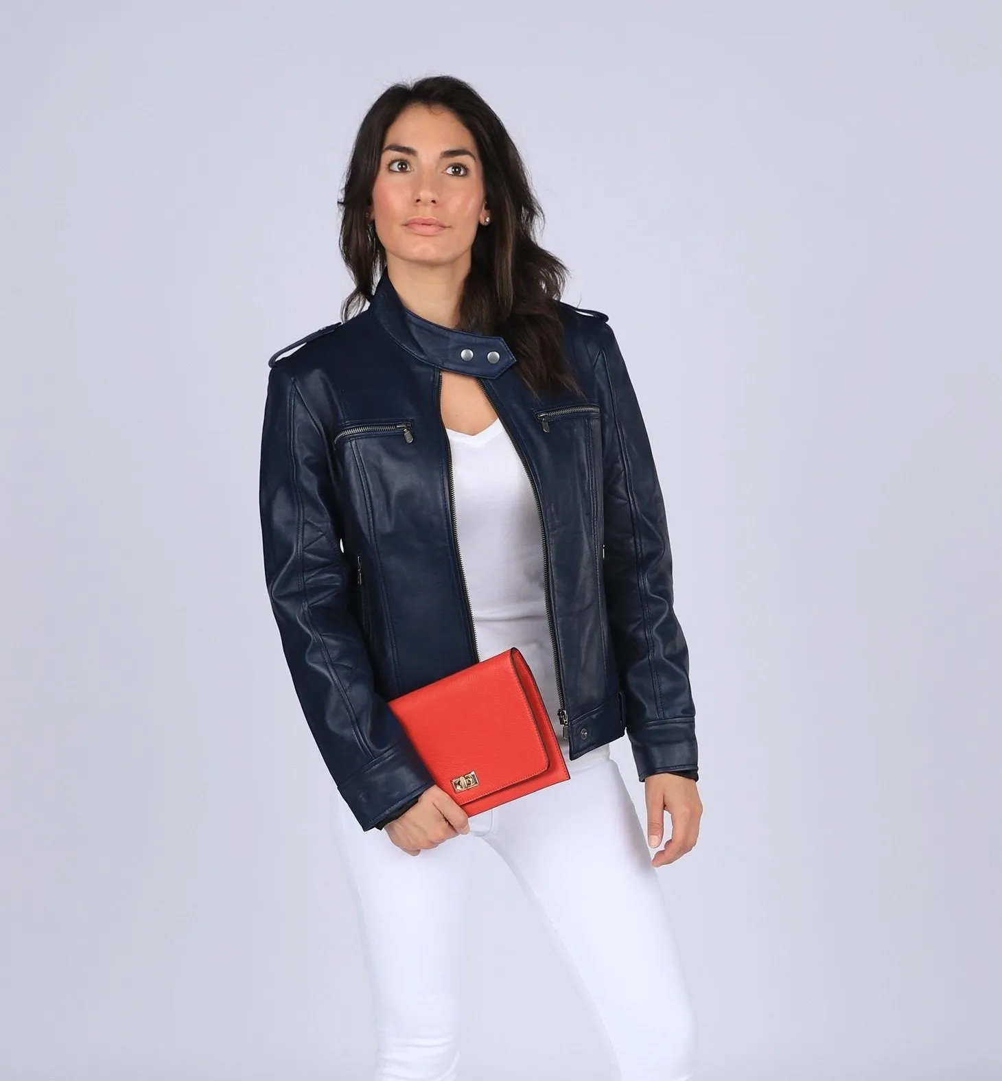 Faya Womens Leather Jacket Midnight - Discounted!