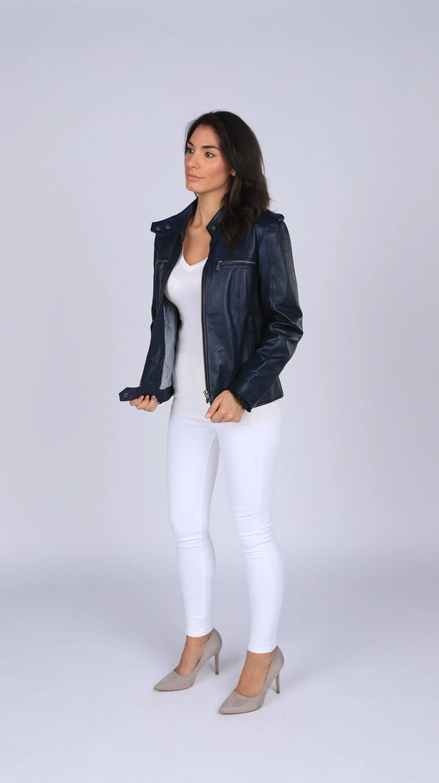 Faya Womens Leather Jacket Midnight - Discounted!