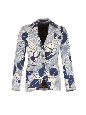 floral-print cotton-canvas blazer