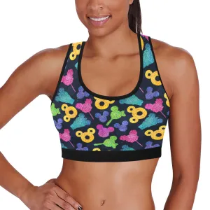 Glitter Park Snacks Women's Athletic Sports Bra