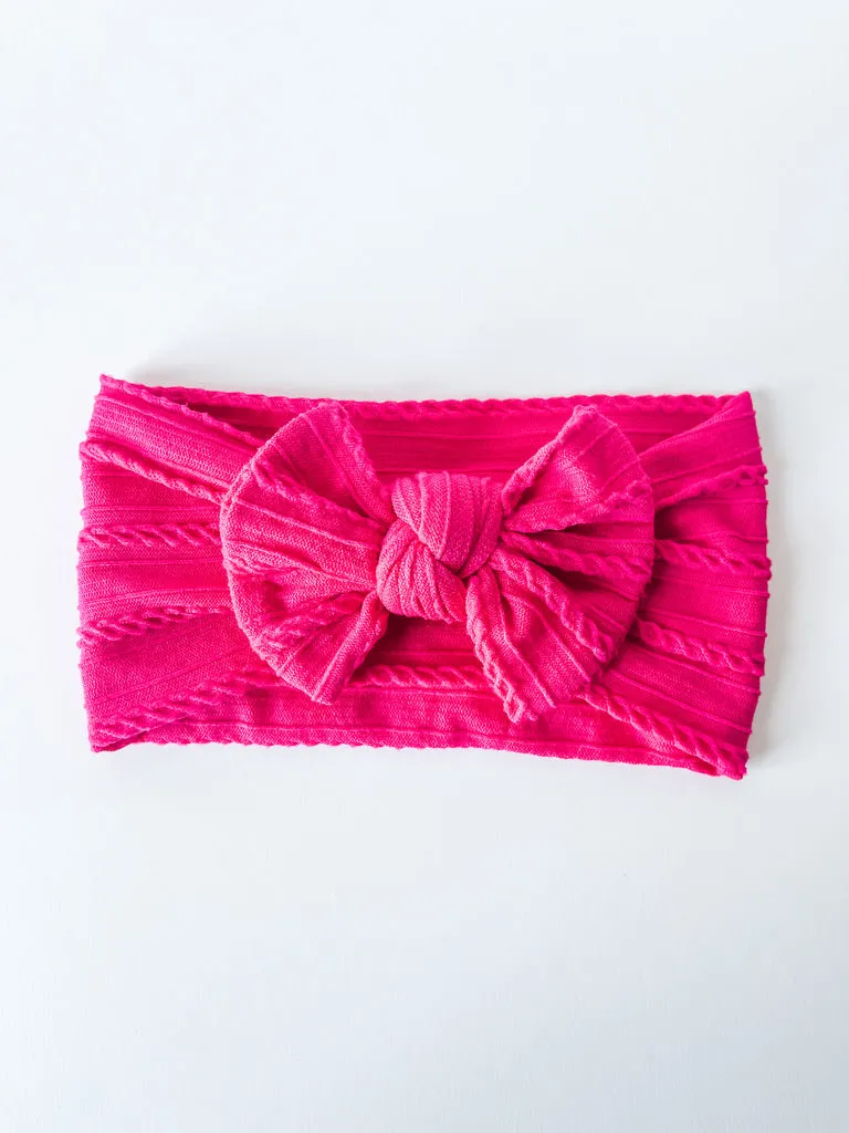 hot pink "cable knit" nylon knot