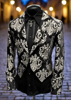 IMPERIAL JACKET - SILVER ON BLACK  BROCADE