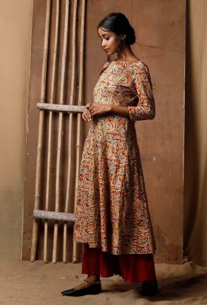 Kalidar Kalamkari Cotton Kurta