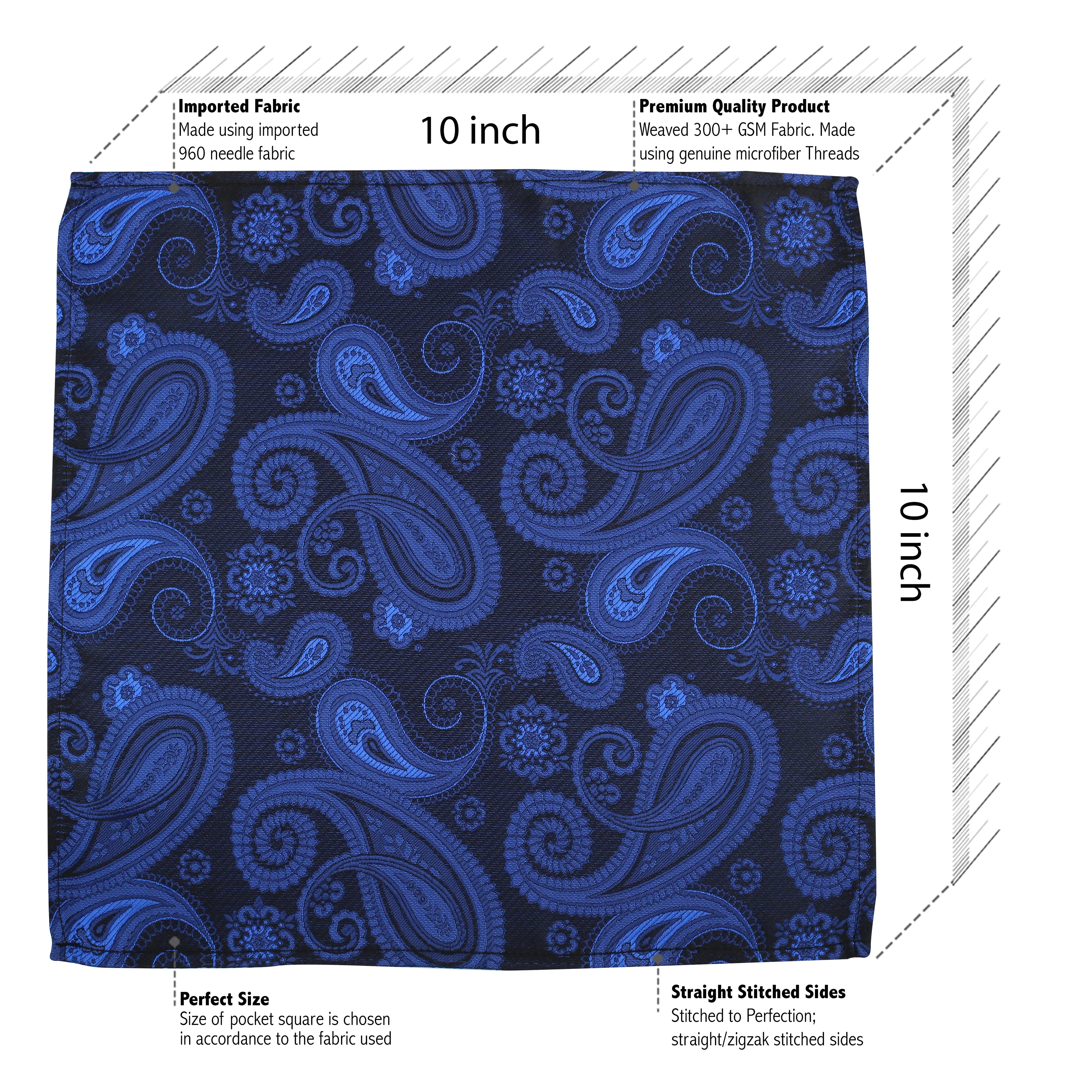 Kovove Royal Black Paisley Necktie and Pocket Square Gift Box