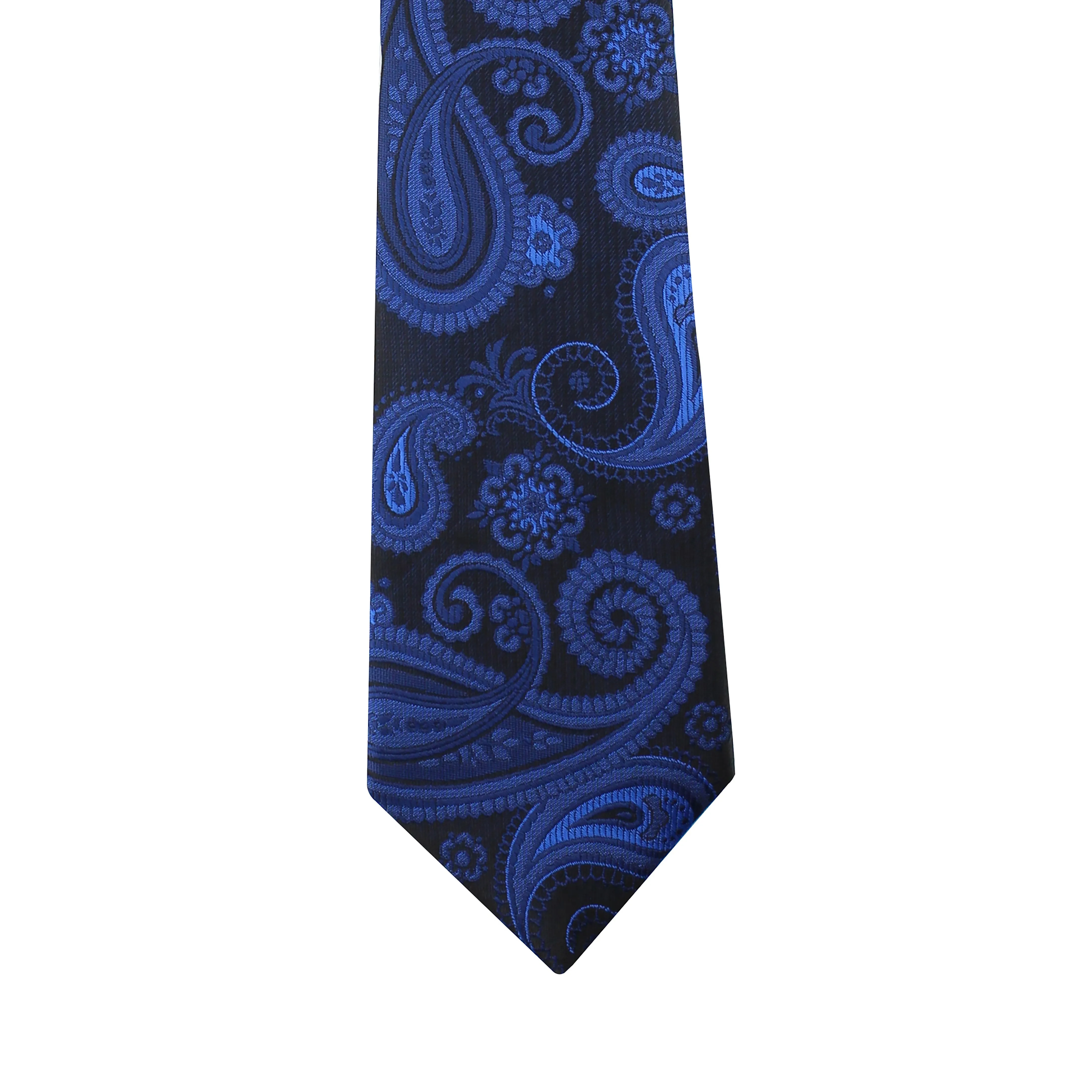 Kovove Royal Black Paisley Necktie and Pocket Square Gift Box