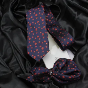 Kovove The Enchanting Floral Blue Necktie and Pocket Square Gift Box