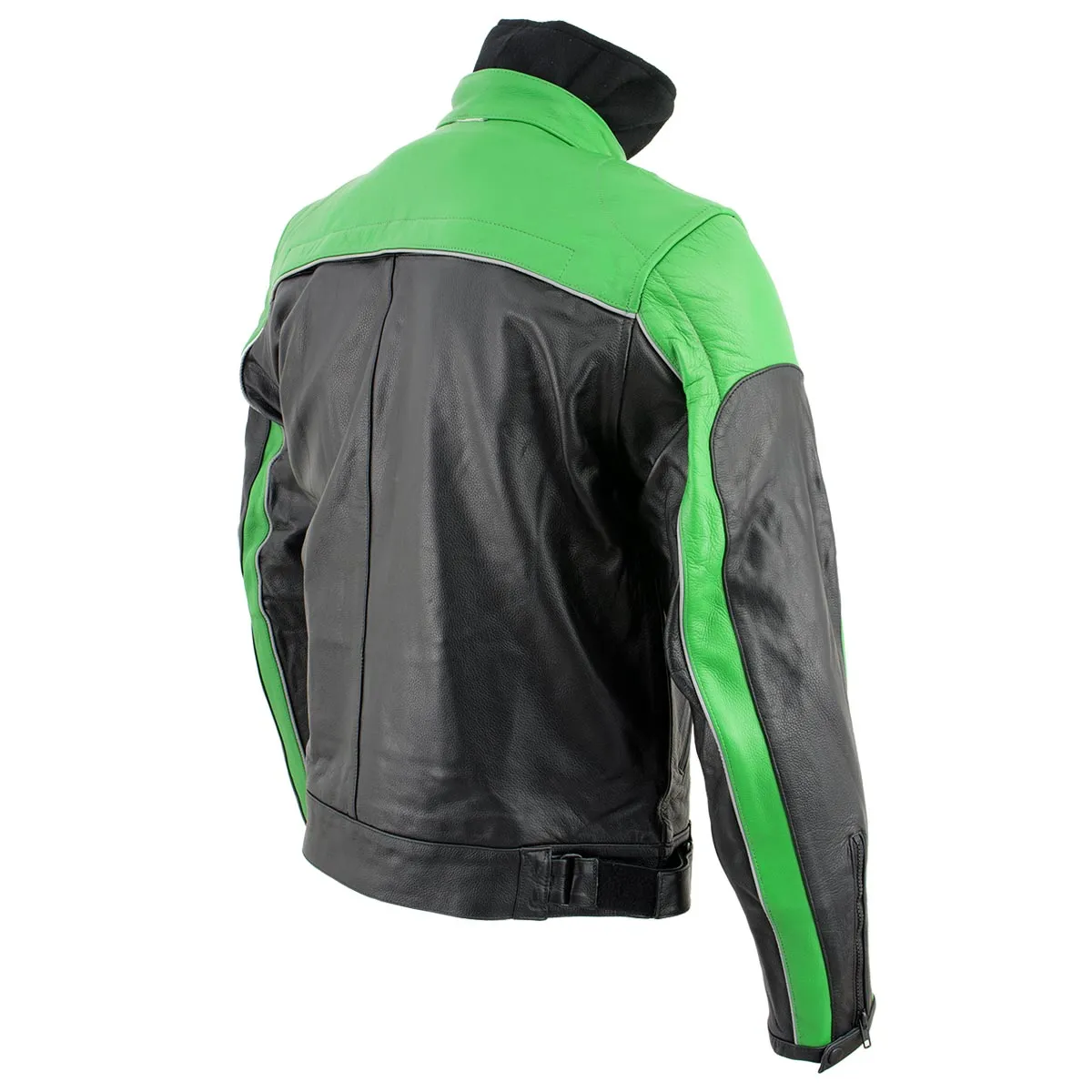 Leather King XS2126 Men's Green and Black ‘Moto’ Biker Jacket