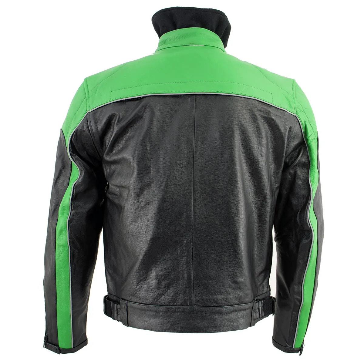 Leather King XS2126 Men's Green and Black ‘Moto’ Biker Jacket