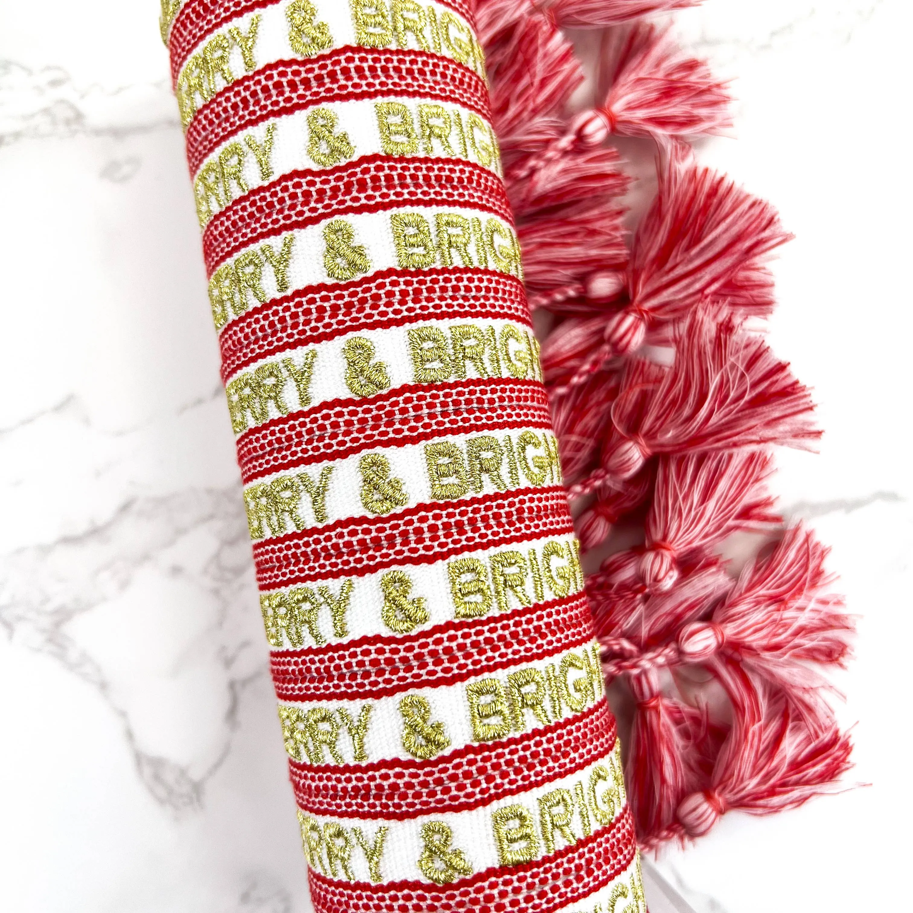 Merry & Bright Embroidered Woven Bracelet