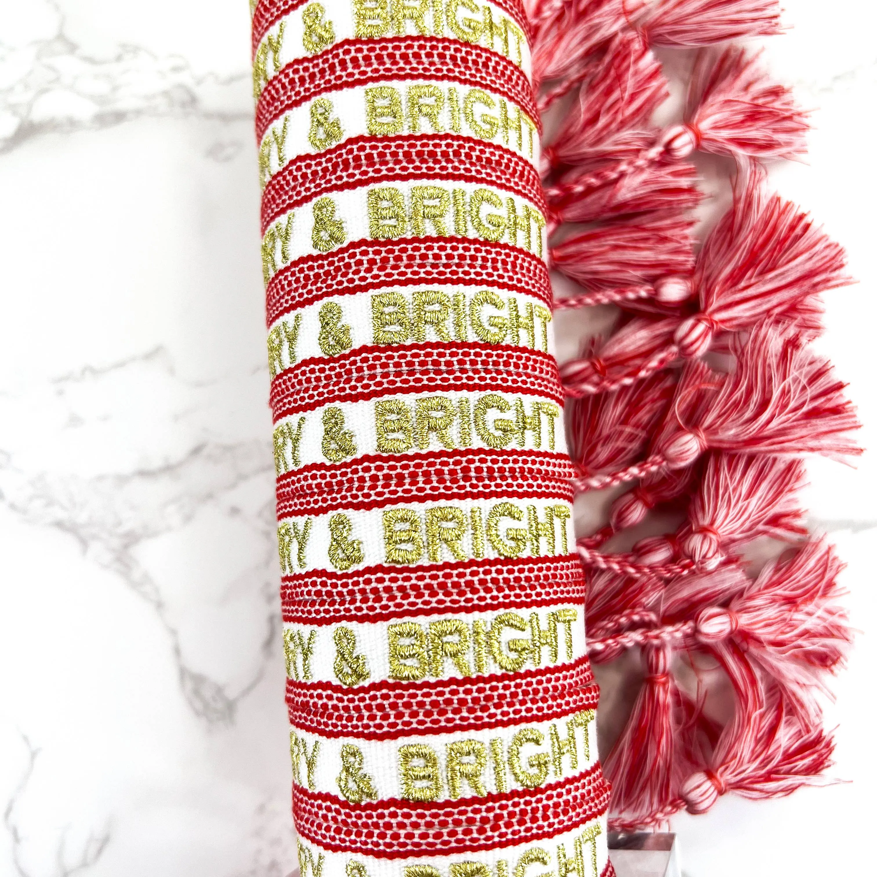 Merry & Bright Embroidered Woven Bracelet