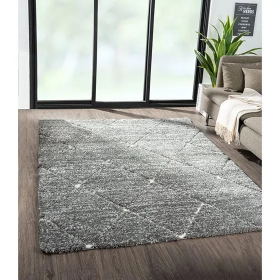 Modern Boho Large Modern and Contemporary Area Rug in Grey and Cream - 6x9'