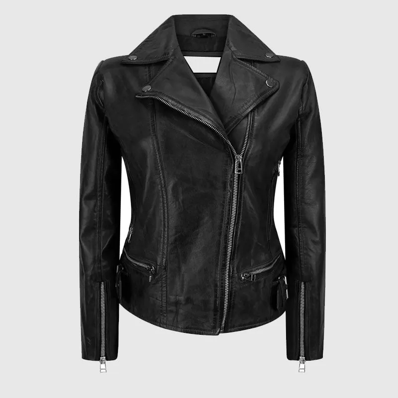 New Premium Quality Womens Real Leather Biker Jacket