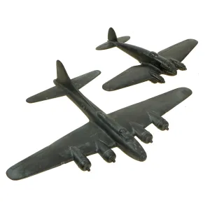 Original U.S. WWII 1942 American B-17 Flying Fortress & German Heinkel 111 Recognition Model Airplanes by Cruver