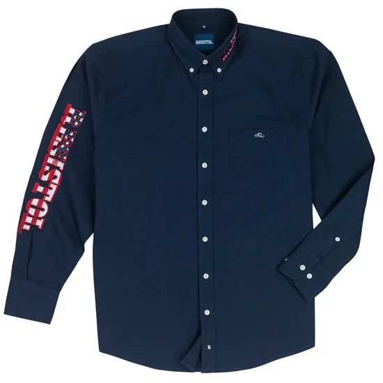 Resistol Men's Navy USA Logo Embroidered Button-Down Shirt