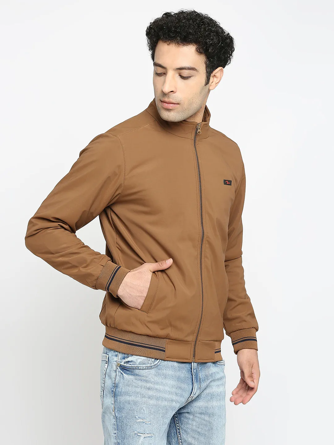 Spykar Copper Polyester Full Sleeve Casual Jacket For Men