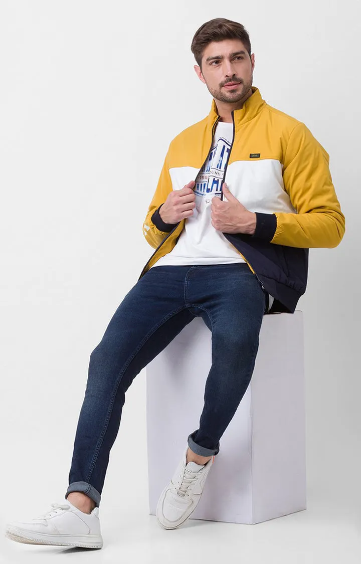 Spykar Mustard Yellow Polyester Full Sleeve Casual Jacket For Men