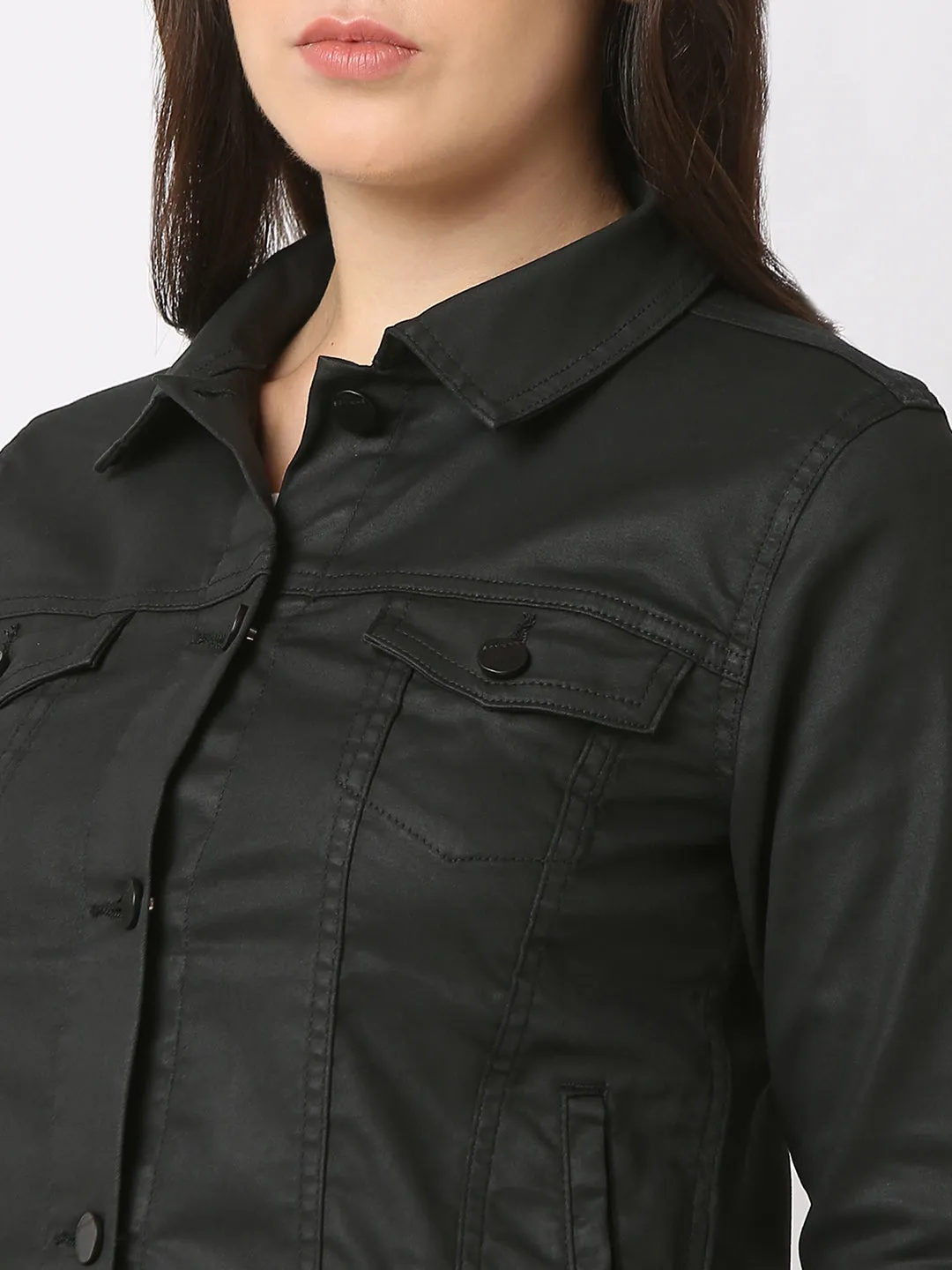 Spykar Round Neck Short Sleeves Jacket for Women