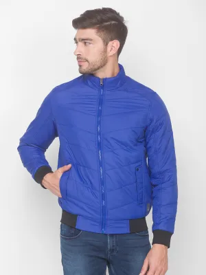 Spykar Royal Blue Polyester Men Front Open Jacket