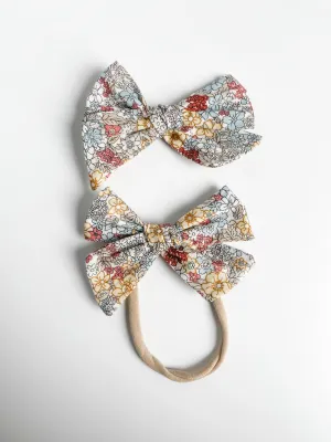 white floral printed "liberty" bow